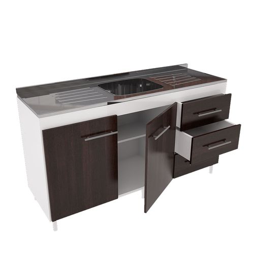 Bajo Mesada Orlandi 3015 1.40m Blanco/wengue - No Incluye Bacha