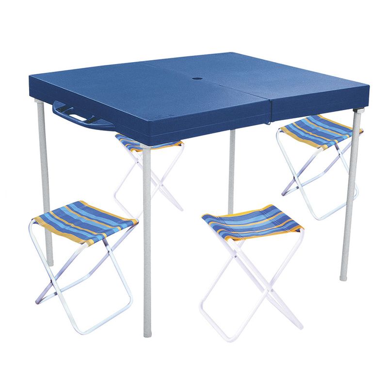 Mesa Camping Plegable Valija c/ 4 banquetas