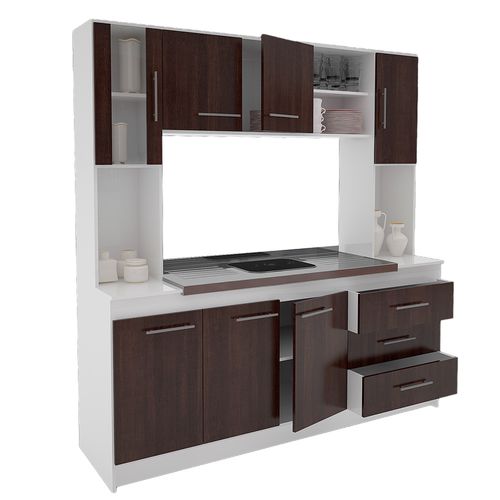 Cocina Compacta Orlandi 325 1.86m Blanco/wengue
