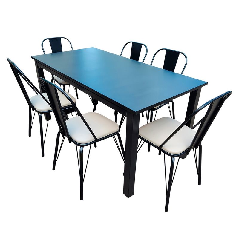 MESA-DONNET-160--6-SILLAS-CROSS-LAQUEADO