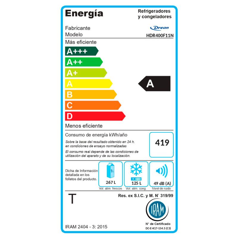 HELADERA-DREAN-HDR400F11N-DISPENSER-NEGRA-394L