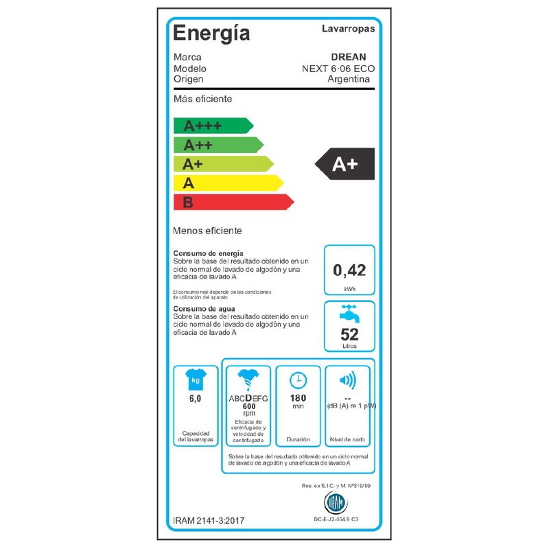 LAVARROPASAUTOMATICODREANNEXT6.06ECOCARGAFRONTAL6KG