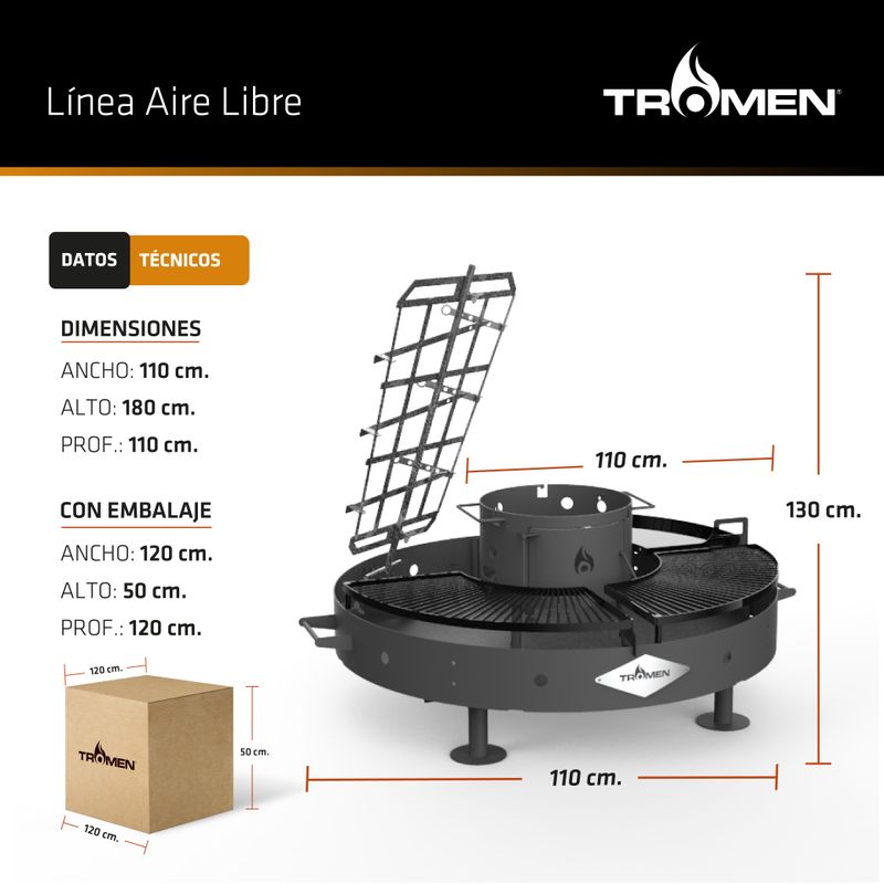 FOGON-TROMEN-DUOMO-GRANDE-120CM-CON-ACCESORIOS