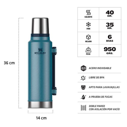 Termo Stanley Classic 1,4l.ts. Asa Pleg. Lake Azul