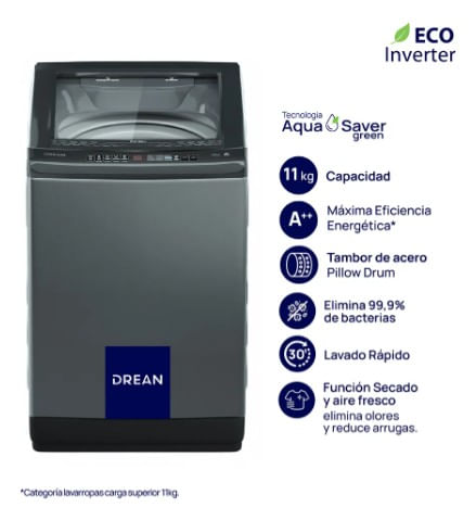 LAVARROPAS DREAN LPDR1165LG 11KG 700RPM INOX