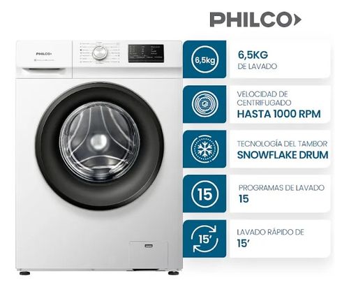 LAVARROPAS PHILCO PHLF6510B2 6,5KG BLANCO