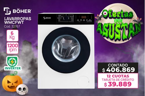 LAVARROPAS BOHER WMCFWT 6KG SLIM 1200RPM INVERTER BLANCO